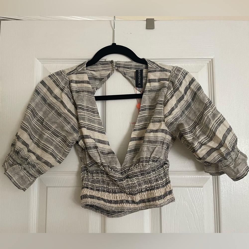 Mink pink from urban outfitters cropped low cut blouse